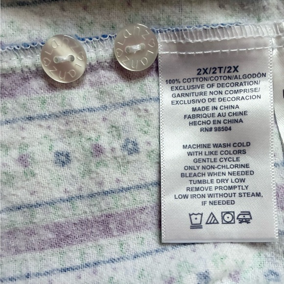 Lanz of Salzburg Pajama Set Flannel Cotton Floral Long Sleeve Plus Size 2X - Picture 14 of 14